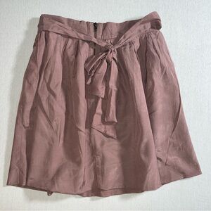 Cotton Blend Mauve Purple A-Line Skirt w/ Sash + Zipper by One Clothing, Medium